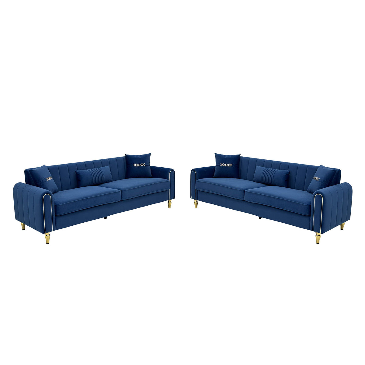 2 Piece Sofa 3 Seater Sofas Set - Blue