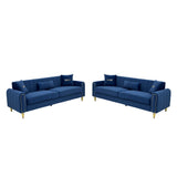 2 Piece Sofa 3 Seater Sofas Set - Blue