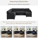 Convertible U-Shaped Sectional Sofa Bed With Reversible Chaise