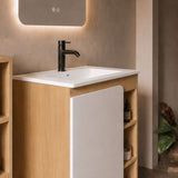 24" Bathroom Vanity With Sink & Tall Bathroom Cabinet, Vanity Set With Thin Edge Sink & Interchangeable Door Panels - Black / Light Oak / White