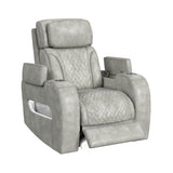 Prime Time - P3 Recliner With 7 Colors Led, Cup Holders And Wireless Charger Controller - Leather Gel Light Gray