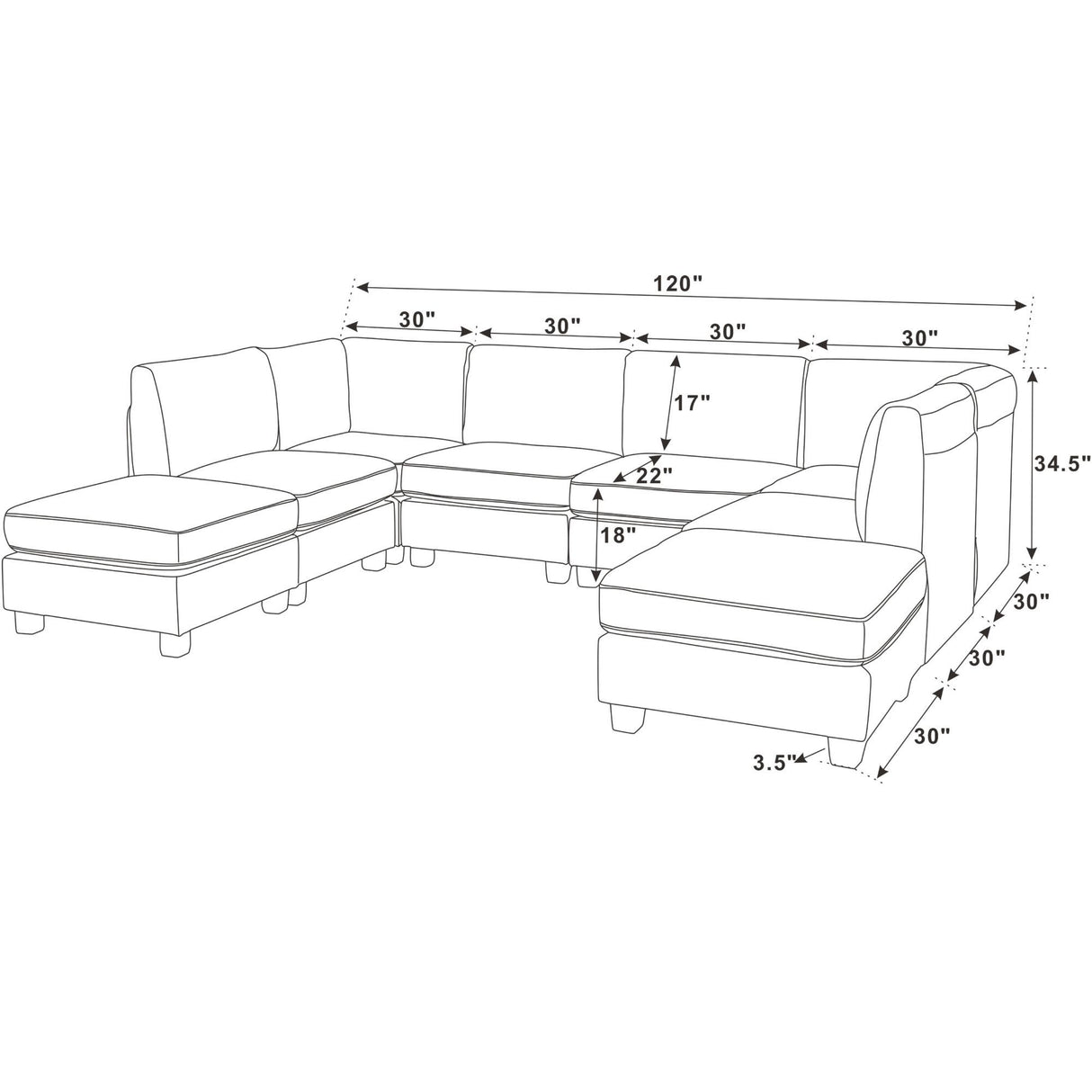Upholstered Modular Sectional With Removable Cushions