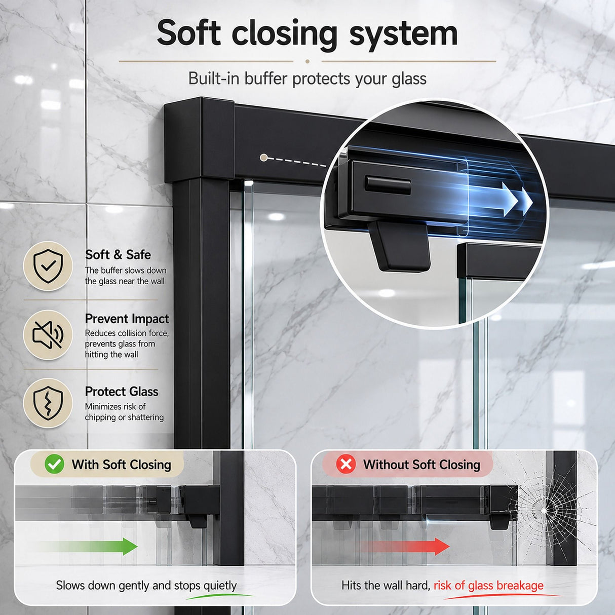 Semi-Frameless Double Sliding Shower Door