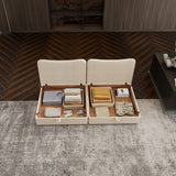 Modular Sectional Sofa With Storage, Convertible 2 Seater Sleeper Sofa - Beige