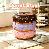 Stacked Donut Stool With Sprinkles Detail, Figurine Seat For Indoor Outdoor Decor - Light Natural