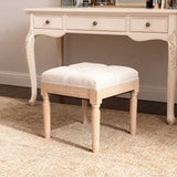 Small Padded Square Ottoman Bench For Living Room - Beige
