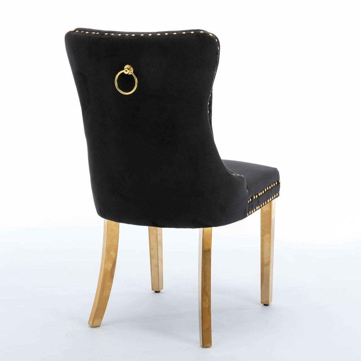Nikki - Modern, High-End Tufted Solid Wood Contemporary Velvet Upholstered Dining Chair With Golden Stainless Steel Plating Legs, Nailhead Trim (Set of 2) - Chair Sets - Alpine Outlets