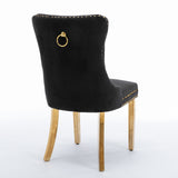 Nikki - Modern, High-End Tufted Solid Wood Contemporary Velvet Upholstered Dining Chair With Golden Stainless Steel Plating Legs, Nailhead Trim (Set of 2) - Chair Sets - Alpine Outlets