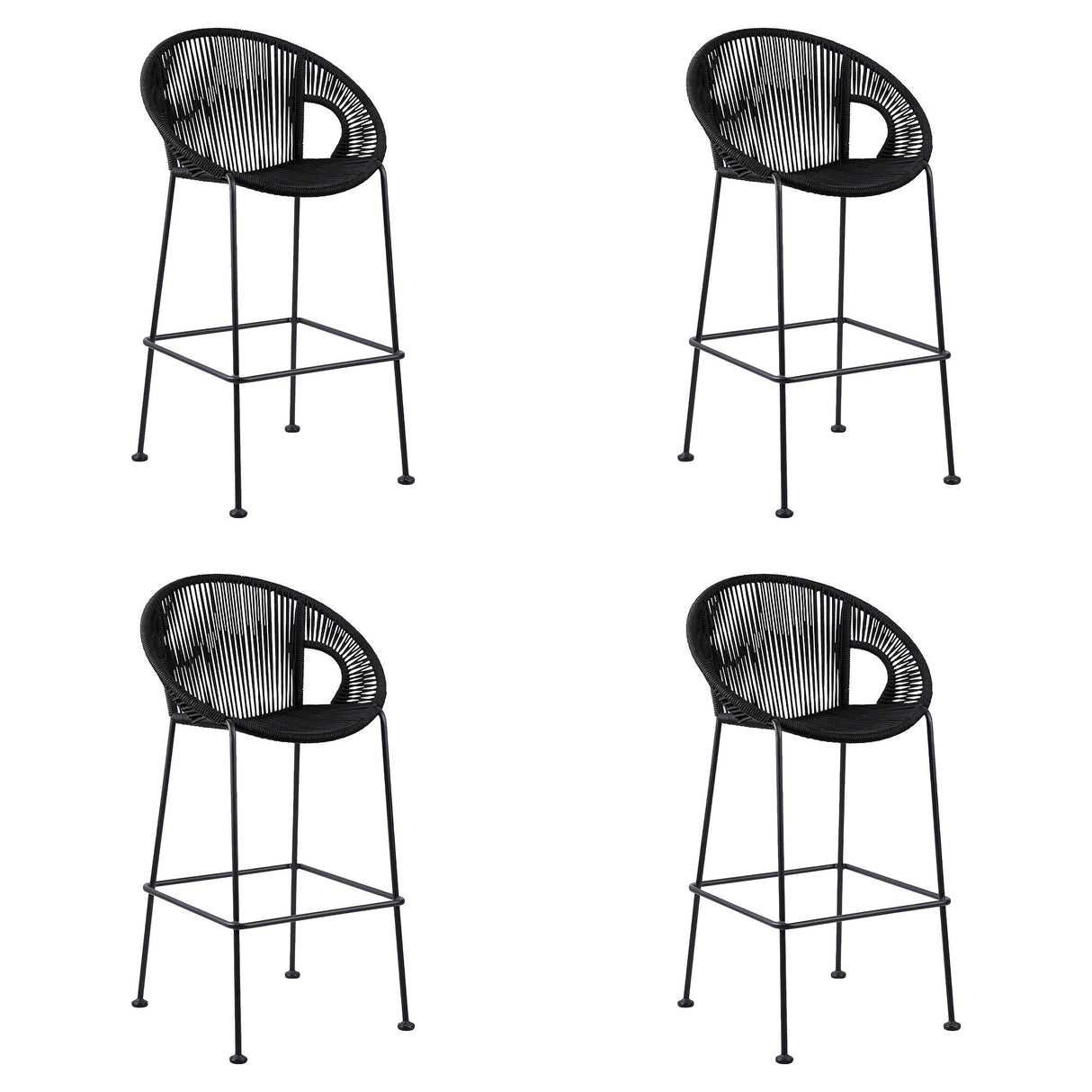 Acapulco - 30" Indoor Outdoor Steel Bar Stool With Rope Set of 2