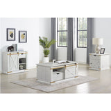 End Table With Storage Drawer And Shelves - Antique White / Gold