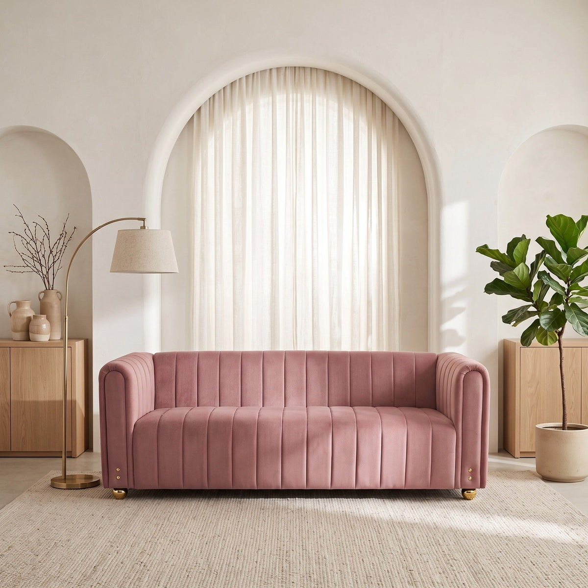 Sofa With Vertical Stripes With Accents