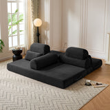 Convertible Sleeper Sofa With & Side Storage Pocket, Foldable Upholstered Couch For Living Room
