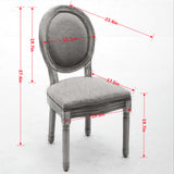 French Style Solid Wood Frame Antique Painting Fabric Back Dining Chair (Set of 2)