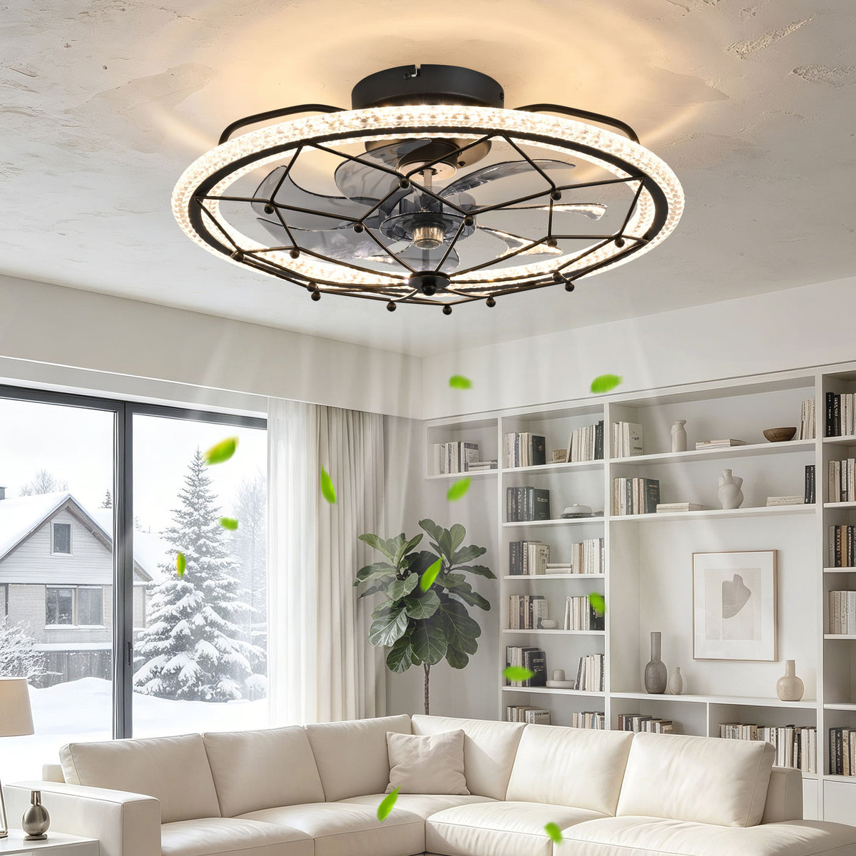 Ceiling Fan With Light And Remote Control, 6 Speeds, 3 Color Options - Matte Black