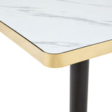 Square Dining Table & Pedestal For Kitchen - Black / Gold / White