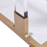 Glass Top C Shape Square Table With Metal Base For Living Room