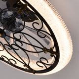 20" Caged Ceiling Fan With Remote Control And Crystal Sand Lampshade - Matte Black