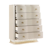 Flora - 5 Drawer Chest With Vertical Storage, LED Lighting - Champagne