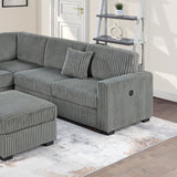 Upholstered L - Shaped 4 Piece Sectional Set With USB, Cocktail Ottoman
