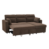 Convertible L - Shaped Sectional Sofa Bed With Storage Chaise, Cup Holders