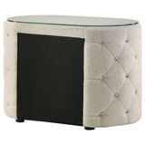Santiago - Oval 2 Drawer Upholstered Nightstand - Ivory