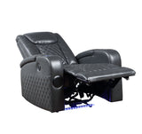 Alair - Leather Aire Power Motion Recliner With Bluetooth, Wireless Charger Cupholder - Dark Gray - Reclining Chairs - Alpine Outlets