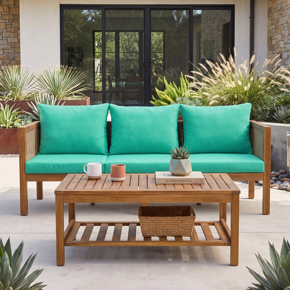 Patio Set Outdoor With Coffee Table And Cushions