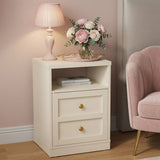 Nightstand With Door & Shelf, 2 Drawer Side Table