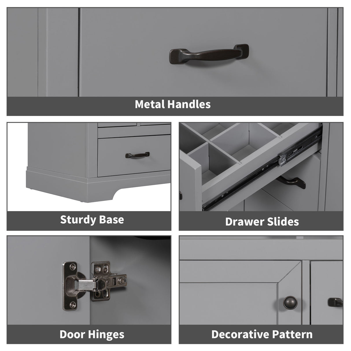 Modern Bathroom Vanity With Sink, 6 Drawers, Adjustable Shelf
