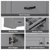 Modern Bathroom Vanity With Sink, 6 Drawers, Adjustable Shelf