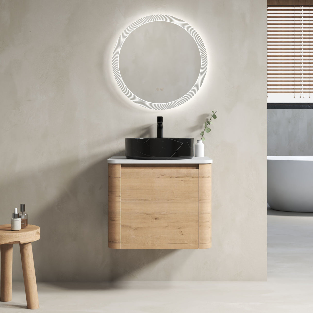 Wall Mounted Bathroom Vanity With Art Sink & 1 Soft Close Door