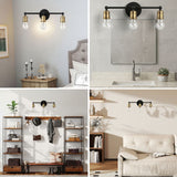 3 Light Wall Sconce, Vanity Light, No Bulbs Included - Black / Gold