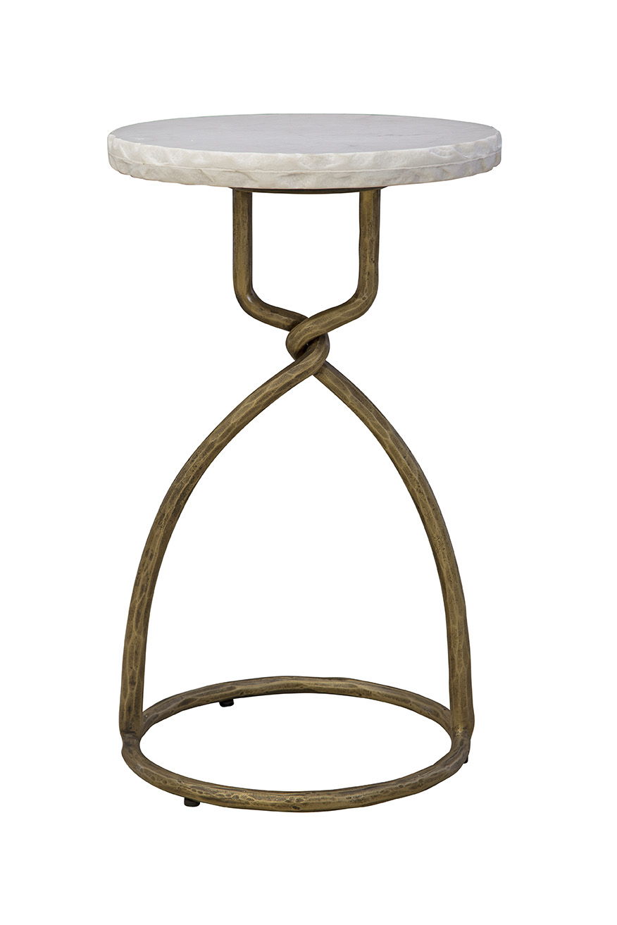 Kevin - Side Table - White / Gold