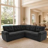 Convertible Sectional Sofa Bed With Pull Out Sleeper And Storage