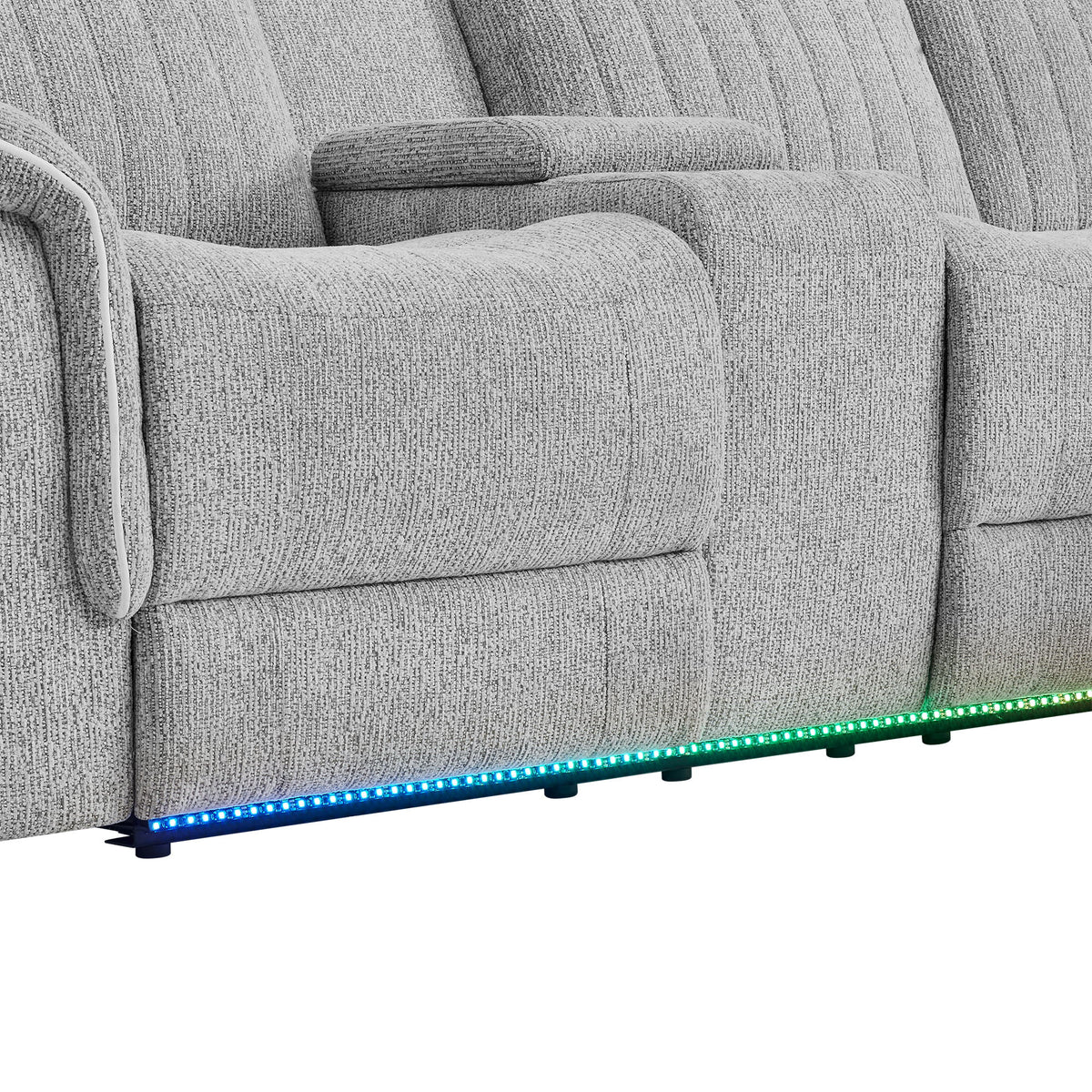 Ian - Power Reclining Chaise With LED Lighting, Pushback Design - Gray