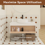 Floating Bathroom Vanity With Glossy Round Vessel Sink