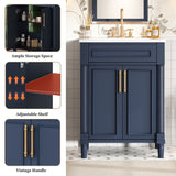 Bathroom Vanity With Integrated Sink, 2 Door Cabinet, Single Sink For Small To Medium Bathrooms