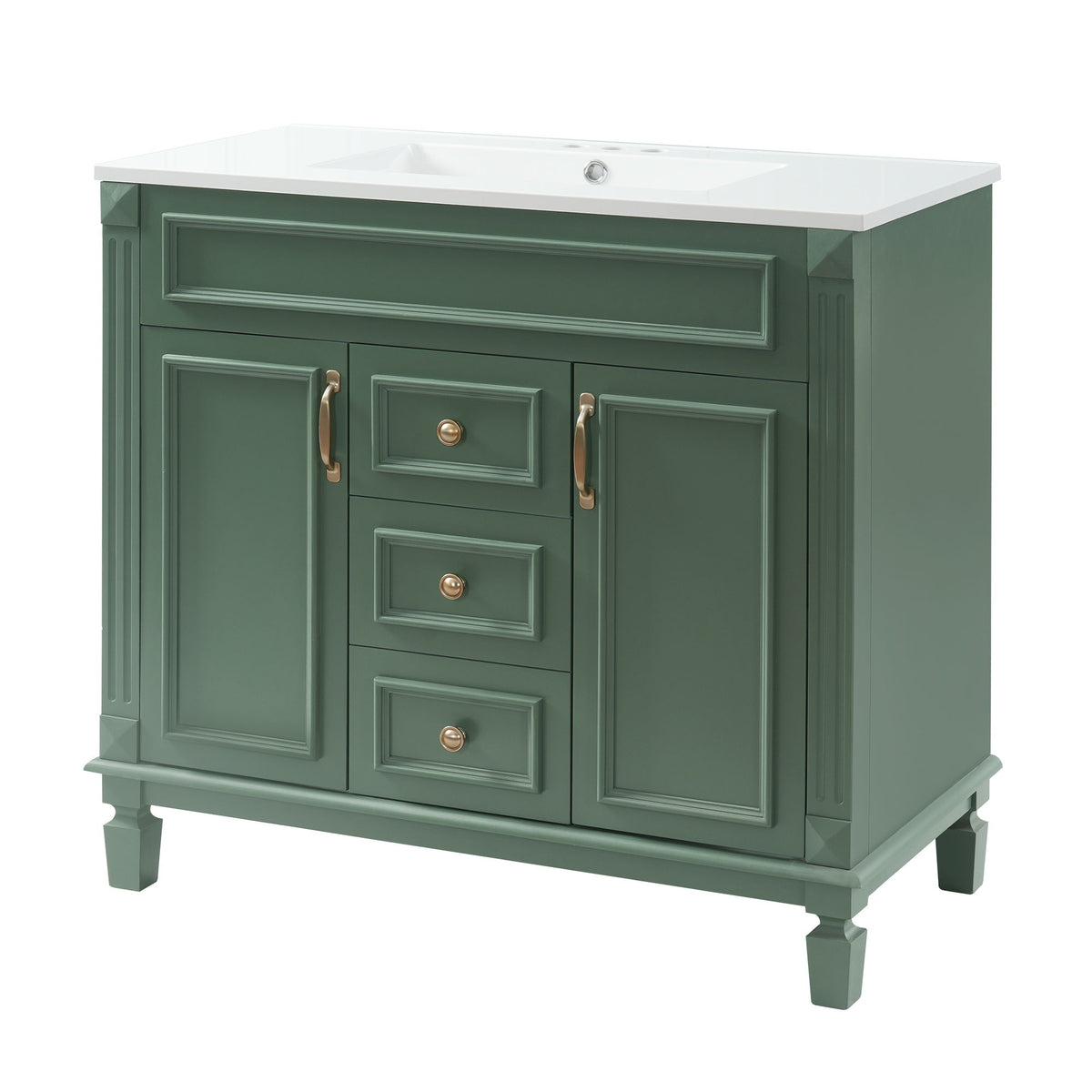 Bathroom Vanity With Top Sink, Cabinet With 2 Soft Closing Doors And Drawers