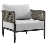 Alegria - 4 Piece Outdoor Black Aluminum & Rope Conversation Set With Light Gray Fabric Cushions