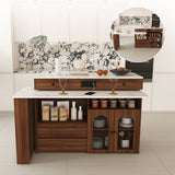 Kitchen Island With Extendable & Rotating Table