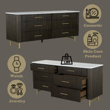 Clayten - Dresser - Espresso / White Marble