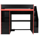 Gaming Loft Bed With Desk And Storage, LED Lights