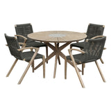 Oasis And Brielle - Outdoor 5 Piece Light Eucalyptus And Concrete Dining Set