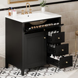 Bathroom Vanity With Sink, 3 Drawers And Adjustable Shelf