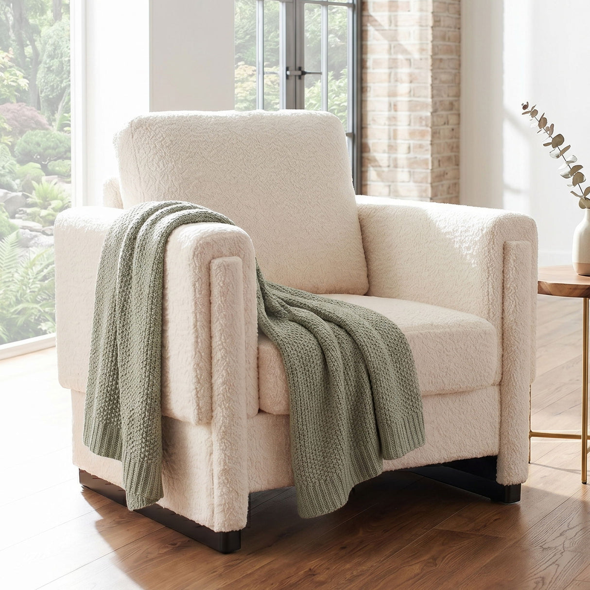 Upholstered Accent Armchair With Square Arm