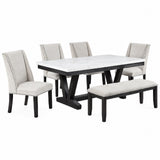 Upholstered Dining Bench With Tufted Seat And Nailhead Trim - Antique Black