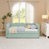 Gingham Daybed With USB Charging Port, Wave Shaped Design