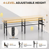 Adjustable Workbench, Side Pegboard, 4 Height Settings, Power Outlet, Storage Box, Wheels Or Leveling Feet - Black
