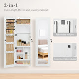 Jewelry Armoire Organizer With Full Length Mirror, Wall Mounted Lockable Cabinet With LED Light
