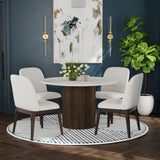 Sylvie - Round Dining Table With Faux Marble Top